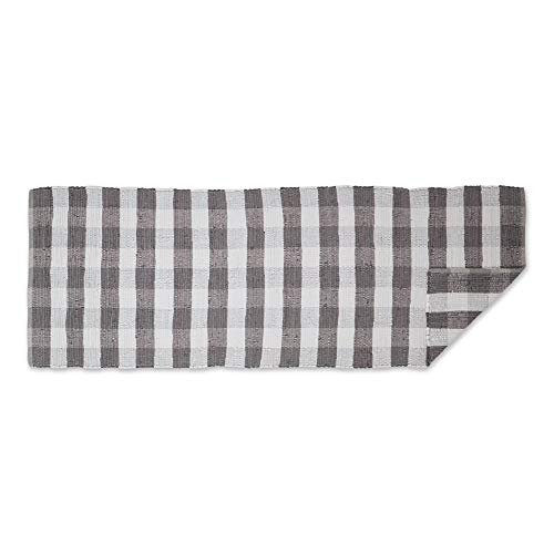 DII Buffalo Check Rug Collection, Hand Dyed Reversible Chindi Rug, Runner 2'3"x6', Gray - color: Grey, size: 2'3" x 6' (Rectangular)