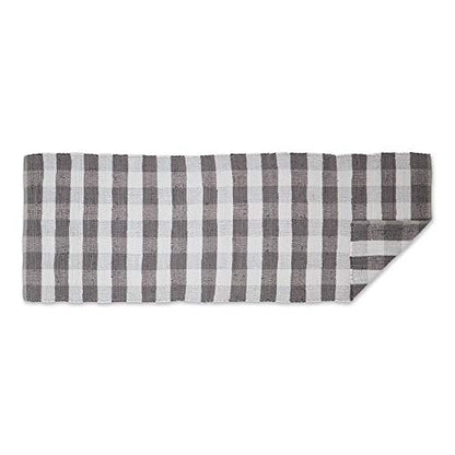 DII Buffalo Check Rug Collection, Hand Dyed Reversible Chindi Rug, Runner 2'3"x6', Gray - color: Grey, size: 2'3" x 6' (Rectangular)