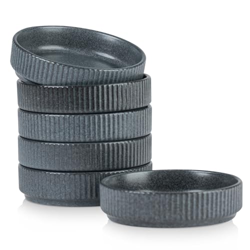 famiware Soy Sauce Dish, 4oz Dipping Bowls Set of 6, Matte Dark Charcoal | Ceramic Individual Dip Sauce Cups/Dishes/Plates, Small Serving Bowls for Side Dishes, Condiments, Sushi, Reactive Glaze - color: Matte Dark Charcoal, size: 6pcs