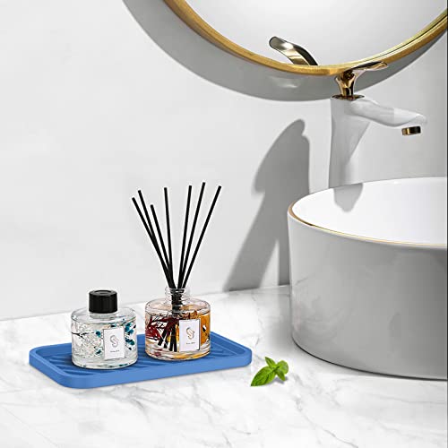 Silicone Sponge Holder-Large Thick Durable 10" Sink Organizer Tray-Kitchen | Thick Durable Sponge Caddy, Large Sink Tray, Dish Soap & Scouring Pad Holder, Countertop Drip Tray, Easy Clean, Rust-Proof - color: E-bu, size: 10x5.1inch