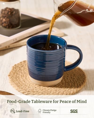 famiware Coffee Mugs Set of 4, 13 oz Mug Set, Ceramic Cup Set with Handle | Stoneware Mug for Coffee, Tea, Latte, Cappuccino, Microwave and Dishwasher Safe, Constellation Series，Abysses Blue - color: Constellation-Abysses Blue, size: 4 Count (Pack of 1)