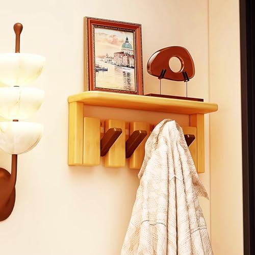 Wall Mounted Coat RackHooks Piano Key Hangers Natural Solid Wood Hanger Non-Woven Fabric Clothes Hangers for Closet, Kitchen, Bedroom, Bathroom, Entryway (Tray Walnut-Beech, 4 Hooks) - color: Tray walnut-beech, size: 4 Hooks