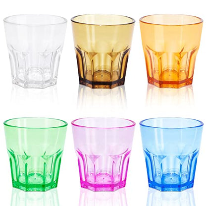 Plastic Drinking Glasses Set of 6, Unbreakable Coloured Water Tumbler, Acrylic Plastic Cups, Reusable Kids Drinking Cups for Children Kitchen Picnic Party Juice Whiskey Wine (6pc-6color-160ml/5.4oz) - color: 6pc-6color-160ml/5.4oz