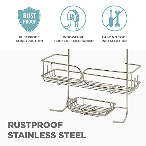 Zenna Home Shower Caddy Hanging Bathroom Organizer, Stainless Steel Shower Rack with 2 Shelves and Built in Hooks, Rustproof Over Shower Head Storage System, Stainless Steel - style: 2-Shelf Caddy
