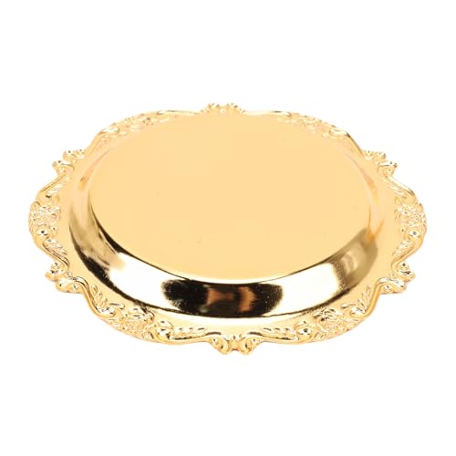 Yosoo Health Gear Appetizer Plate Metal Set Handcrafted Zinc Alloy Decorative Gold Plates Exquisite Design for Serving Appetizers and Snacks at Gatherings Parties Gift Idea