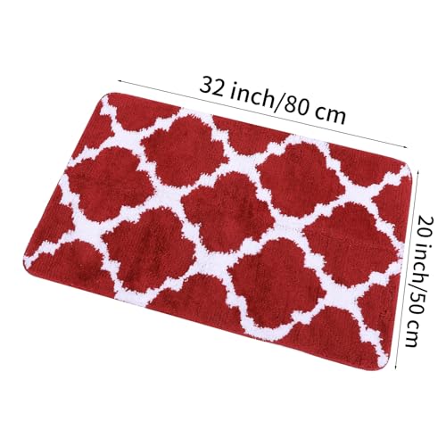 Red Bath Rug Mat Soft,Nonslip Floor Doormat,20"x32" | Small Area Rug,Rubber Backed,microfiber,Absorbent,Machine Washable,Bathroom,Entryway,Kitchen,Hallway - color: Red3