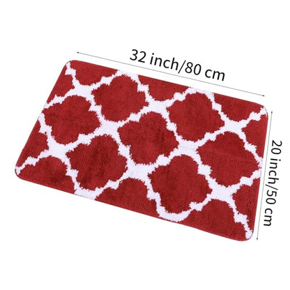 Red Bath Rug Mat Soft,Nonslip Floor Doormat,20"x32" | Small Area Rug,Rubber Backed,microfiber,Absorbent,Machine Washable,Bathroom,Entryway,Kitchen,Hallway - color: Red3