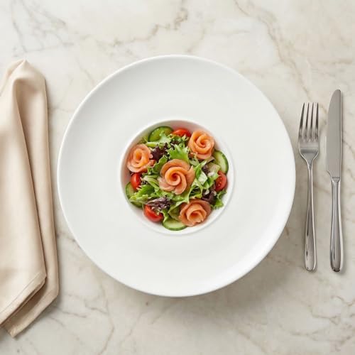 Ceramics Rimmed Soup Bowls 8.8 oz, White 11.6 inch Exquisite small soup plate Set of 4, Pasta plates With Rim is the best choice for hotels, kitchens, fine restaurants and gourmets - color: White, size: 11.6 Inch-8.8 oz