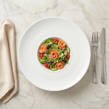 Ceramics Rimmed Soup Bowls 8.5 oz, White 10.4 inch Exquisite small soup plate Set of 4, Pasta plates With Rim is the best choice for hotels, kitchens, fine restaurants and gourmets - color: White, size: 10.4 Inch-8.5 oz