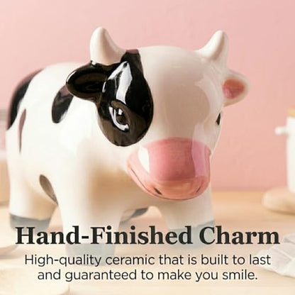 The Bridge Collection Country Cow Salt and Pepper Shakers | Hand-Painted Rustic Dairy Cows Farmhouse S&P Set for Functional Country Kitchen Decor