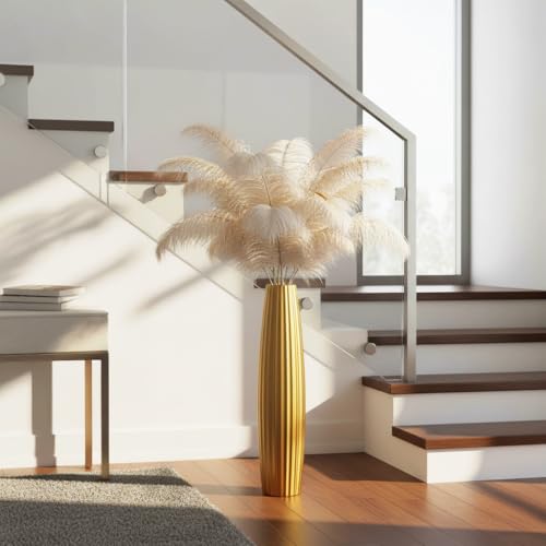 Floor Vases, Tall Floor Vase 23.6 inch (60CM, 1.96FT) Tall Vases, Sturdy Gold Vase for Living Room Decor, Resin Gold