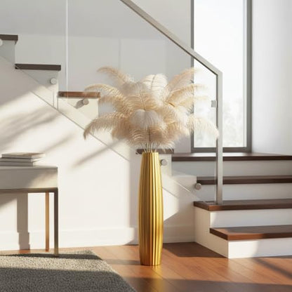 Floor Vases, Tall Floor Vase 23.6 inch (60CM, 1.96FT) Tall Vases, Sturdy Gold Vase for Living Room Decor, Resin Gold