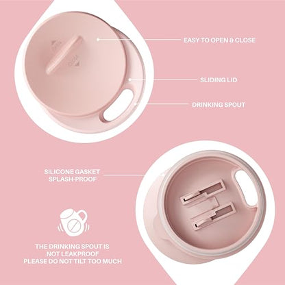 Ideus 16 oz Insulated Coffee Mug with Handle and Lid, Double Wall Stainless Steel Vacuum Thermal Coffee Mug, Travel Coffee Cup Thermal Cup for Home and Office (Sakura Pink 2.0, FUJI DAWN) - color: Sakura Pink 2.0