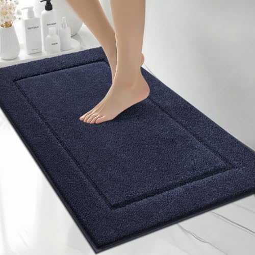 Extra Soft Bathroom Rug 20" x 30", Bath Mat, Throw Rug for Kitchen | Non Slip, Absorbent and Quick Drying, Absorbent, Washable Rug for Bathtub, sink, Shower, Bedroom, Laundry, Floor - color: Navy Blue, size: 20" x 30"