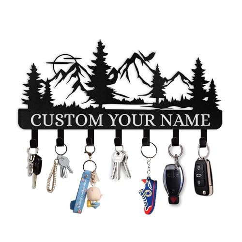 Personalized Key Holder for Wall | Metal Key Holder Hooks Organizer Rack | Mountain Key Holder Wall Mount | Key Hooks on Wall | Key Hanger Wall Hanging for Kitchen Bedroom Hallway Office - color: 01 Mountain