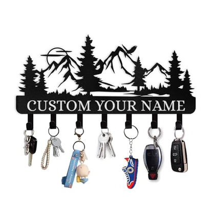 Personalized Key Holder for Wall | Metal Key Holder Hooks Organizer Rack | Mountain Key Holder Wall Mount | Key Hooks on Wall | Key Hanger Wall Hanging for Kitchen Bedroom Hallway Office - color: 01 Mountain