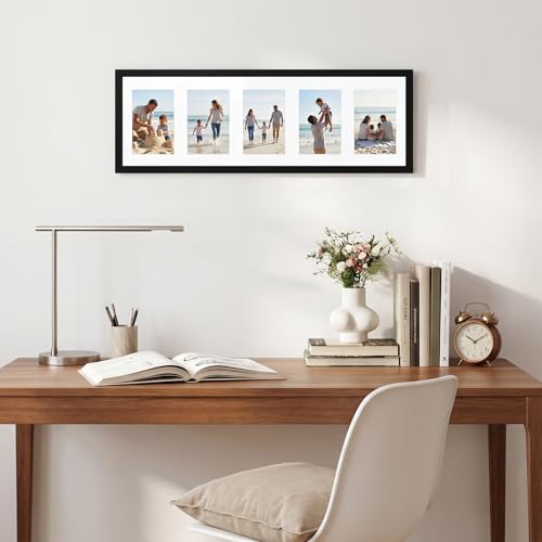 Fixwal 8x24 Collage Picture Frame, Holds Five 4x6 Photos, PVC | Shatter Resistant Plastic Cover, Wall Decor - size: 8x24（5-4x6）