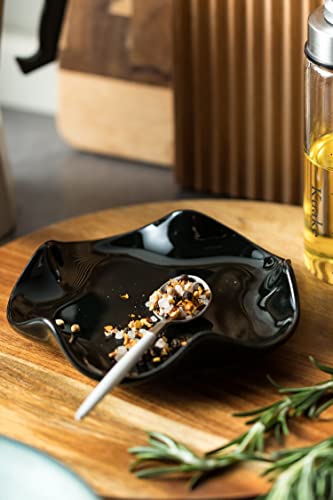 Miamolo Black Spoon Rest for Stove Top, Holds Multiple Utensils, Drip-Free | 5.3" Ceramic Spoon Holder, Heat Resistant | Keep Kitchen Counter Clutter-Free | Cute Spatula Holder Dishwasher Safe, Black - color: Black