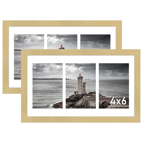 VIOLABBEY 8x14 Collage Picture Frames, Fit Three 4x6 photo, Gold, 2Pack | Fits One 8x14 Picture without Mat, Wall Decor - color: Gold, size: 8x14-2Pack