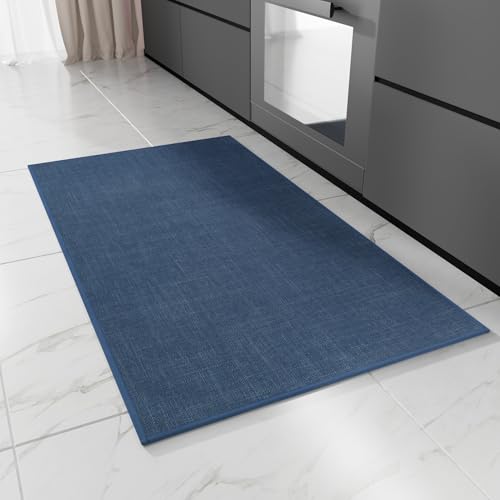 Hargiis Kitchen Rug, Rubber Non Slip Kitchen Rugs Washable, Absorbent Runner Mat for Floor, Machine Washable Standing Mats for in Front of Sink, Door, Laundry, Entryway, Hallway (Navy Blue, 36" × 24") - color: Navy Blue, size: 36" x 24"