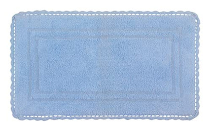 Home Weavers Casual Elegance Reversible Bathmat 100% Cotton Bathroom Rugs Set, Washable Rug, Extra Soft and Absorbent Bath Rug, Kitchen Mat, Bath Mat Set, Non Slip Mat, 24"x40" Rectangle, Blue - color: Blue, size: 2' x 3'4" (Rectangular)