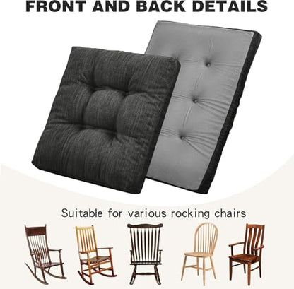 baibu Patented Dual-Layer Rocking Chair Cushion Set, 19.5 x 19.5 in, Black | Two-piece memory foam seat and back cushion set with secure ties and a non-slip bottom for indoor rocking chairs. - color: Black