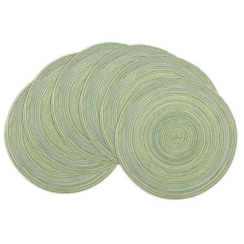 Winknowl Round Braided Placemats Set of 6 Washable Woven Heat Resistant Table Mats for Kitchen Dining Tables 15 inch Round Place Mats (Pea Green,6) - color: Pea Green, size: 6pcs