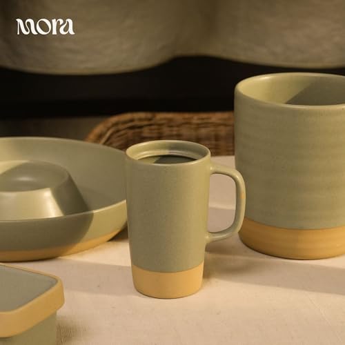 Mora Ceramics Large Tea Mug with Loose Leaf Infuser and Ceramic Lid, 18 oz, Portable, Microwave, Dishwasher Safe, Tall Coffee Cup - Rustic Matte Ceramic Glaze, Modern Herbal Tea Strainer, Thyme - color: Thyme