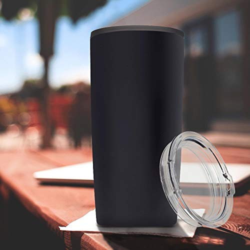 DISCOUNT PROMOS Plastic Tumblers 20 oz. Set of 6, Bulk Pack - With lids, Ice Coffee Tumbler, To Go Cup, Insulated - Black - color: Blank – Black
