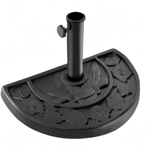 Half Round Umbrella Base - 20lb Weighted Semicircle Freestanding Resin and Concrete Umbrella Stand for Outdoor Use by Pure Garden (Black)