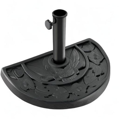 Half Round Umbrella Base - 20lb Weighted Semicircle Freestanding Resin and Concrete Umbrella Stand for Outdoor Use by Pure Garden (Black)