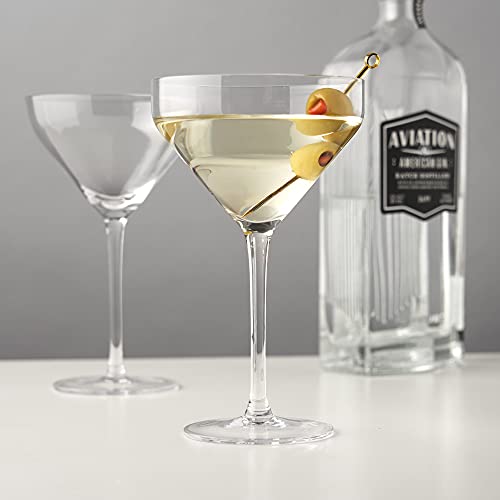 Viski Angled Martini Glasses, Premium Crystal Cocktail Coupe Glasses, Home and Bar Drinkware, Stemmed Cocktail Glasses, Perfect Cocktail Glass Gift Set of 2, 9oz - style: Angled Martini Glasses