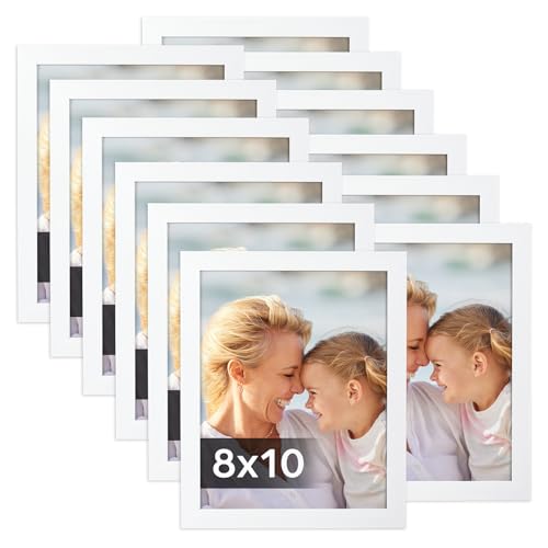 Lyeasw 8x10 Picture Frames White 12 Pack, Multi 8 by 10 Photo Frame for Wall Mount or Tabletop Display - color: White, size: 8x10