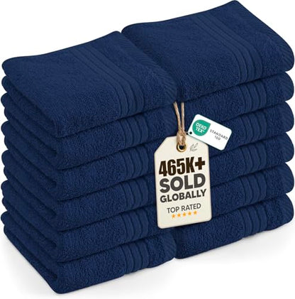 Utopia Towels 12 Pack Premium Wash Cloths, 12x12 in, 100% Cotton, Navy | Highly Absorbent Soft Feel Lightweight Washcloths - Premium Ring Spun Cotton, Ideal for Bathroom, Spa, Gym & Face - color: Navy