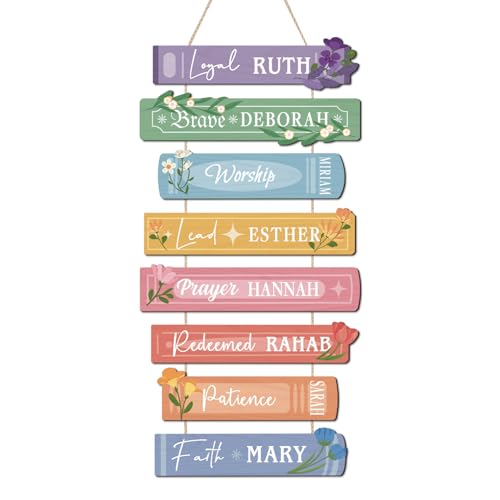 IARTTOP Women of The Bible Verse Christian Floral Wooden Hanging Sign | Religious Wooden Plaque, Inspirational Scripture Decor for Girls Bedroom, Prayer Room & Christian Gifts Faith Home Wall Art - color: Faith