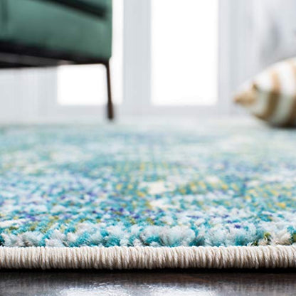SAFAVIEH Madison Collection 2'2" x 10' GreenTurquoise MAD471Y Modern Abstract Non-Shedding Entryway Foyer Living Room Kitchen Runner Rug - color: Green/Turquoise, size: 2'2" x 10' (Runner)