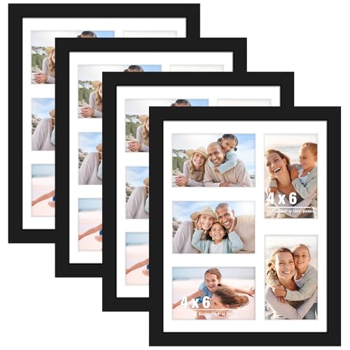 DUENPY 4 Pack 11x14 Collage Frame For 5 4x6 Photos Black | Multi-opening Collage Layout, Works for Wall Mount or Tabletop Display to Collect Your Sweet Life Moments - color: Black, size: 11x14（4x6 opening）-4 Pack