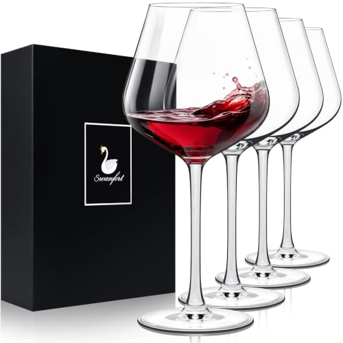 Crystal Red Wine Glasses Set of 4 – 16 oz Elegant Long Stem Wine Glasses in Gift Box, Premium Glassware for Wedding, Anniversary, Birthday Gifts - style: Classic