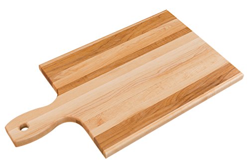 Labell Reversible Maple Cutting Board with Handle, 18 x 10 x 0.75 in | Canadian Maple, Multi-Purpose, Charcuterie Board, Flat Paddle, for Meat, Cheese, Veggies - size: Large (18" x 10")