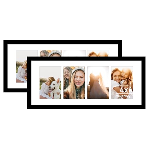 VIOLABBEY 8x20 Collage Picture Frame Black, Fits Four 4x6 Photos, 2Pack | Fits One 8x20 Pictures without Mat for Wall, Wall Decor - color: Black, size: 8x20-2Pack