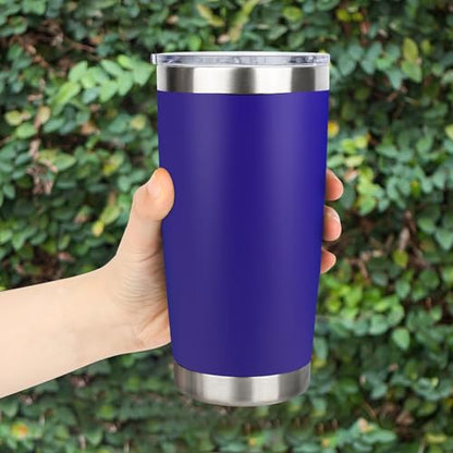 20oz Stainless Steel Tumbler with Lid, Travel Mug - Double Wall Vacuum Powder Coated Cup - Dark Blue, 1 Pack - color: Dark Blue, size: 1 Pack