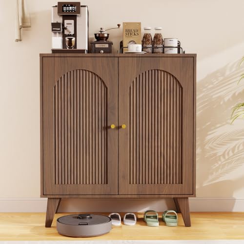 Sideboard Buffet Cabinet with Storage,Accent Cabinet,Storage Sabinet | Farmhouse Coffee Bar Cabinet with Adjustable Shelf & Solid Wood Legs for Living Room, Kitchen, Entryway, Walnut*2 pc - color: Walnut*2