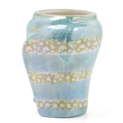Ocean Conch Sea Shell Ceramic Bathroom Accessories Set of 4,1 Gargle Cups 1 Toothbrush Holders 1 Soap Dishes 1 Soap Dispenser (Green) - color: Green