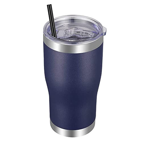 VEGOND 20oz Tumbler Stainless Steel Tumbler Cup with Lid And Straw Vacuum Insulated Double Wall Travel Coffee Mug(Navy Blue 1 Pack) - color: Navy Blue, size: 20 Ounces