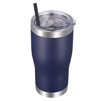VEGOND 20oz Tumbler Stainless Steel Tumbler Cup with Lid And Straw Vacuum Insulated Double Wall Travel Coffee Mug(Navy Blue 1 Pack) - color: Navy Blue, size: 20 Ounces