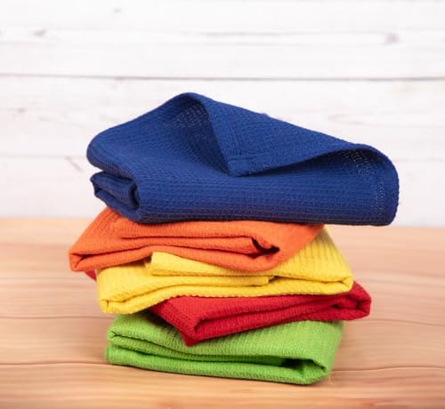 HOMEFRONT Kitchen Towel, Hand Towel for Kitchen, Set of 5, Multicolor | Cotton Blend Waffle Weave Dish Towels, Super Absorbent Quick-Dry Tea Towels, 18' x 28' - color: Multicolor, size: 18'x28'