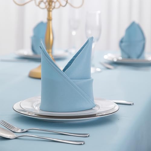 Bailarina Cloth Napkins Set of 80,17x17 inches Dinner Napkins Cloth Washable,Polyester Square Table Cloth Napkin Bulk with Hemmed Edges Ideal for Banquets, Parties and Weddings-Blue Mist - color: Blue Mist