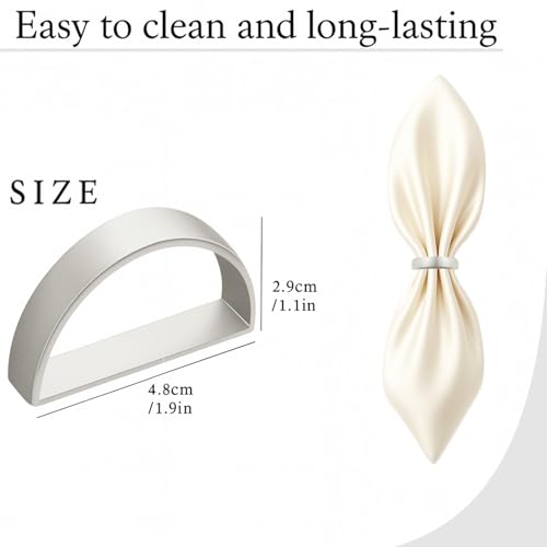 12 Pcs Stainless Steel Napkin Rings - Silver Napkin Holder(Semicircle) | Matt Gold Napkin Holder Buckles for Table Kitchen Dinner Party Wedding Christmas Party - size: 12Pcs Silver