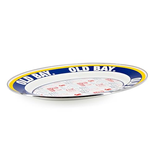 Golden Rabbit Enamelware Oval Platter, 12 x 16in, Old Bay - color: Old Bay