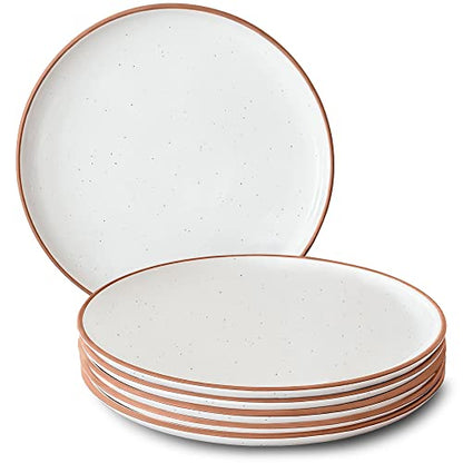 Mora Ceramic Dinner Plates Set of 6, 10 inch Dish Set - Microwave, Oven, and Dishwasher Safe, Scratch Resistant, Modern Rustic Dinnerware- Kitchen Porcelain Serving Dishes - Vanilla White - color: Vanilla White